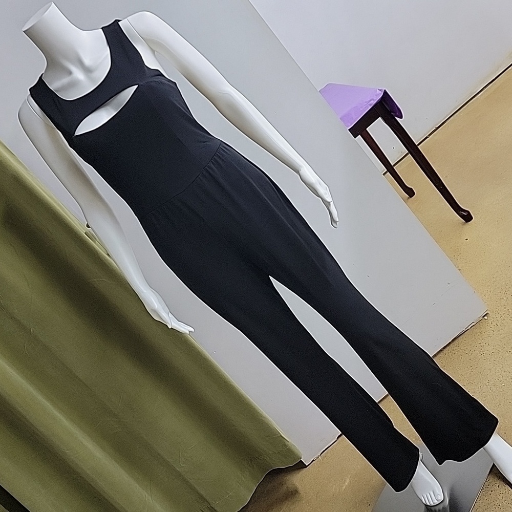 Material Girl Little Black Sleeveless Cut Out Panels Jumpsuit Size Large